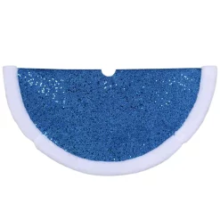Christmas Tree Decorations Northlight 20 In. Blue Glittered Mini Christmas Tree Skirt With Faux Fur Trim