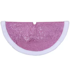 Christmas Tree Decorations Northlight 20 In. Pink Glittered Mini Christmas Tree Skirt With Faux Fur Trim