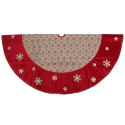 Christmas Tree Decorations Northlight 60 In. Burlap Glittered Snowflake Rustic Christmas Tree Skirt With Red Velvet Trim