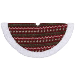 Christmas Tree Decorations Northlight 20 In. Red And Green Lodge Knitted Mini Christmas Tree Skirt With Sherpa Trim