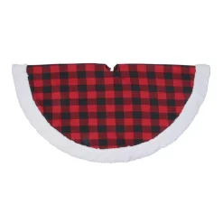 Christmas Tree Decorations Northlight 56 In. Black And Red Buffalo Plaid With White Sherpa Christmas Tree Skirt