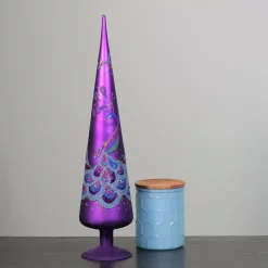 Christmas Tree Decorations Northlight 18.5 In. Regal Peacock Purple With Teal And Blue Glitter And Gem Glass Finial Christmas Tree Topper -Christmas Lights Sales northlight christmas tree toppers 31811406 c3 1000