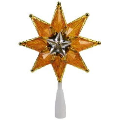 Christmas Tree Decorations Northlight 8 In. Gold Mosaic 8-Point Star Christmas Tree Topper – Clear Lights