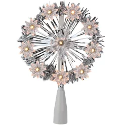 Christmas Tree Decorations Northlight 7 In. Silver Tinsel Snowflake Starburst Christmas Tree Topper – Clear Lights