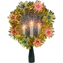 Christmas Tree Decorations Northlight 7 In. Gold Tinsel Wreath With Candles Christmas Tree Topper – Multi Lights