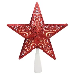 Christmas Tree Decorations Northlight 8.5 In. Red Glitter Star Cut-Out Design Christmas Tree Topper – Clear Lights