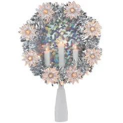 Christmas Tree Decorations Northlight 7 In. Silver Tinsel Wreath With Candles Christmas Tree Topper – Clear Lights