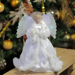 Christmas Tree Decorations Northlight 13 In. Lighted B/O Fiber Optic Angel With White Gown Christmas Tree Topper -Christmas Lights Sales northlight christmas tree toppers 32606676 4f 1000