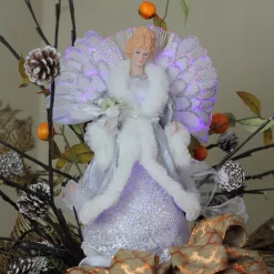Christmas Tree Decorations Northlight 13 In. Lighted B/O Fiber Optic Angel In Silver Gray Gown Christmas Tree Topper -Christmas Lights Sales northlight christmas tree toppers 32606677 4f 1000