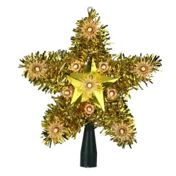 Christmas Tree Decorations Northlight 7 In. Lighted Gold Tinsel Star Christmas Tree Topper With Clear Lights