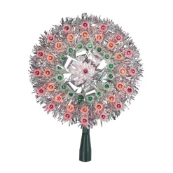 Christmas Tree Decorations Northlight 8 In. Lighted Silver Tinsel Starburst Christmas Tree Topper With Multi-Lights
