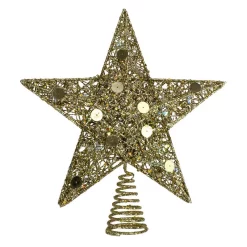 Christmas Tree Decorations Northlight 11.5 In. LED Lighted Gold Glittered Star Christmas Tree Topper With Multi-Lights
