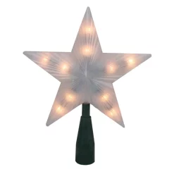 Christmas Tree Decorations Northlight 7 In. Lighted Frosted 5-Point Star Christmas Tree Topper With Clear Lights