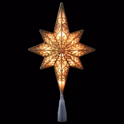 Christmas Tree Decorations Northlight 10 In. Frosted Star Of Bethlehem With Gold Scrolling Christmas Tree Topper In Clear Lights
