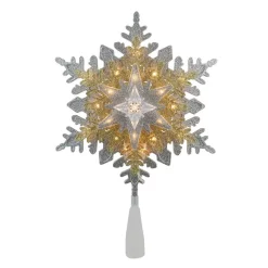 Christmas Tree Decorations Northlight 13.5 In. Lighted Gold And Silver 3 Layer Snowflake Christmas Tree Topper With Clear Lights