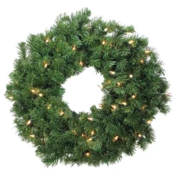 Christmas Greenery Northlight 24 In. Pre-Lit Deluxe Windsor Pine Artificial Christmas Wreath With Clear Lights