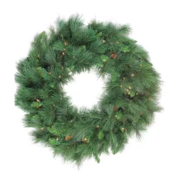 Christmas Greenery Northlight 48 In. PreLlit White Valley Pine Artificial Christmas Wreath With Clear Lights