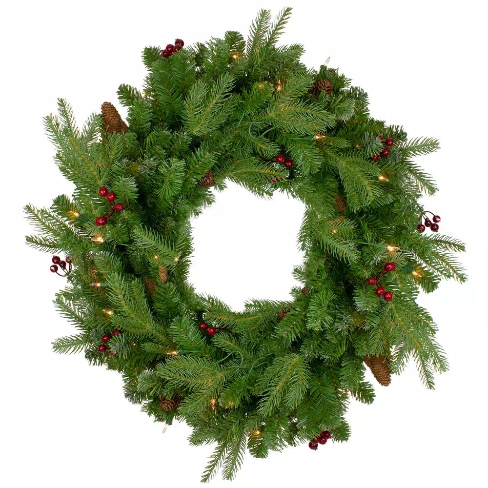 Christmas Greenery Northlight 24 In. Pre-Lit Mixed Winter Berry Pine Artificial Christmas Wreath – Clear Lights 3 Christmas Greenery Northlight 24 In. Pre-Lit Mixed Winter Berry Pine Artificial Christmas Wreath – Clear Lights