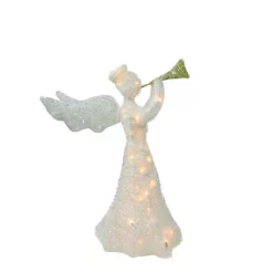 Outdoor Christmas Decorations Northlight 29 In. Christmas Lighted Tinsel Trumpeting Angel Outdoor Decoration