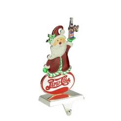 Indoor Christmas Decorations Northlight 9.75 In. Christmas Silver Plated Pepsi Cola Santa Claus Stocking Holder With European Crystals