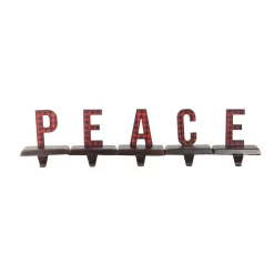 Indoor Christmas Decorations Northlight 6 In. Black And Red Buffalo Plaid Peace Christmas Stocking Holders (Set Of 5)