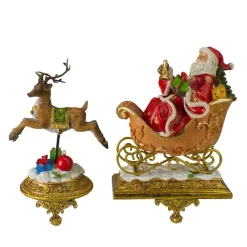 Indoor Christmas Decorations Northlight 9.5 In. Santa And Reindeer Glittered Christmas Stocking Holder (Set Of 2)