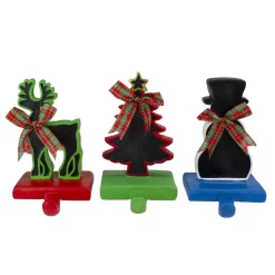 Indoor Christmas Decorations Northlight 7 In. Reindeer Tree And Snowman With Chalkboard Christmas Stocking Holders (Set Of 3)