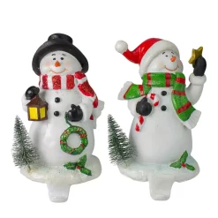 Indoor Christmas Decorations Northlight 7.25 In. Glitter Dusted Snowman Christmas Stocking Holders (Set Of 2)