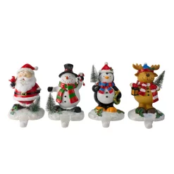 Indoor Christmas Decorations Northlight 5.75 In. Plastic Santa Snowman Penguin And Reindeer Christmas Stocking Holders (Set Of 4)