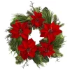 Christmas Greenery Nearly Natural 28 In. Poinsettia And Pine Wreath -Christmas Lights Sales red nearly natural christmas wreaths 4203 64 1000
