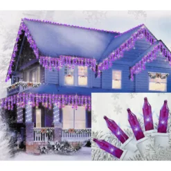 Sienna Set Of 100 Purple Mini Icicle Christmas Lights – White Wire