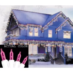Sienna Set Of 100 Pink Mini Icicle Christmas Lights – White Wire