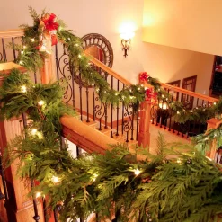 Christmas Greenery VAN ZYVERDEN 25 Ft. Live Fresh Cut Pacific Northwest Cedar Mix Coil Garland -Christmas Lights Sales van zyverden christmas garland 87425 4f 1000