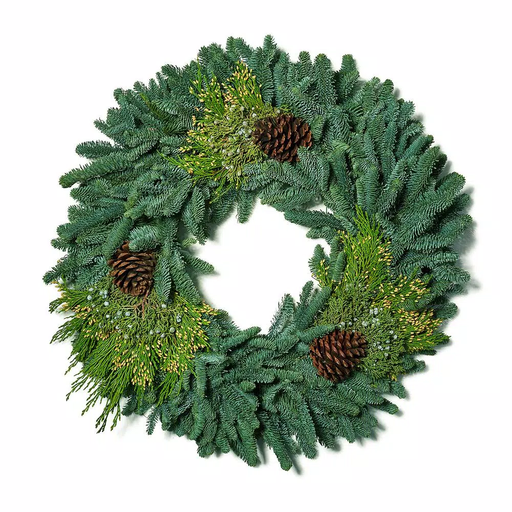Christmas Greenery VAN ZYVERDEN 24 In. Live Fresh Cut Pacific Northwest Mixed Christmas Wreath Pine Cone Decorated 3 Christmas Greenery VAN ZYVERDEN 24 In. Live Fresh Cut Pacific Northwest Mixed Christmas Wreath Pine Cone Decorated