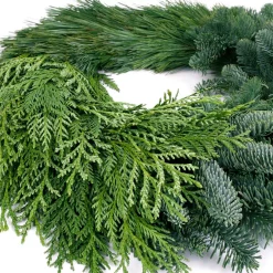 Christmas Greenery VAN ZYVERDEN 24 In. Live Fresh Cut Pacific Northwest Modern Block Christmas Wreath -Christmas Lights Sales van zyverden christmas wreaths 87436 1f 1000