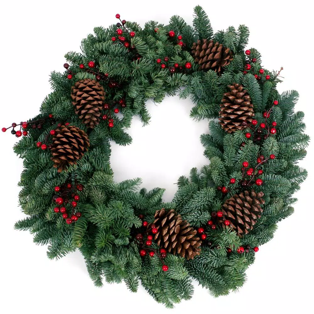 Christmas Greenery VAN ZYVERDEN 24 In. Live Fresh Cut Pacific Northwest Berry Fresh Christmas Wreath Decorated 3 Christmas Greenery VAN ZYVERDEN 24 In. Live Fresh Cut Pacific Northwest Berry Fresh Christmas Wreath Decorated