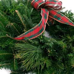 Christmas Greenery VAN ZYVERDEN 16 In. Live Fresh Cut Blue Ridge Mountain Mixed Window Christmas Wreath With Bow -Christmas Lights Sales van zyverden christmas wreaths 87446 4f 1000