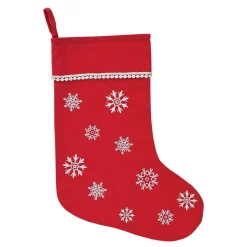 Indoor Christmas Decorations VHC Brands 15 In. Winter Wonderment Bright Red Traditional Christmas Decor Stocking