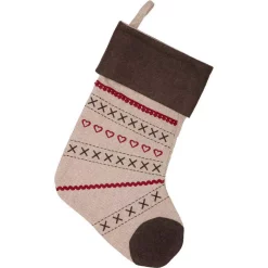 Indoor Christmas Decorations VHC Brands 15 In. Merry Little Christmas Khaki Tan Traditional Decor Stocking