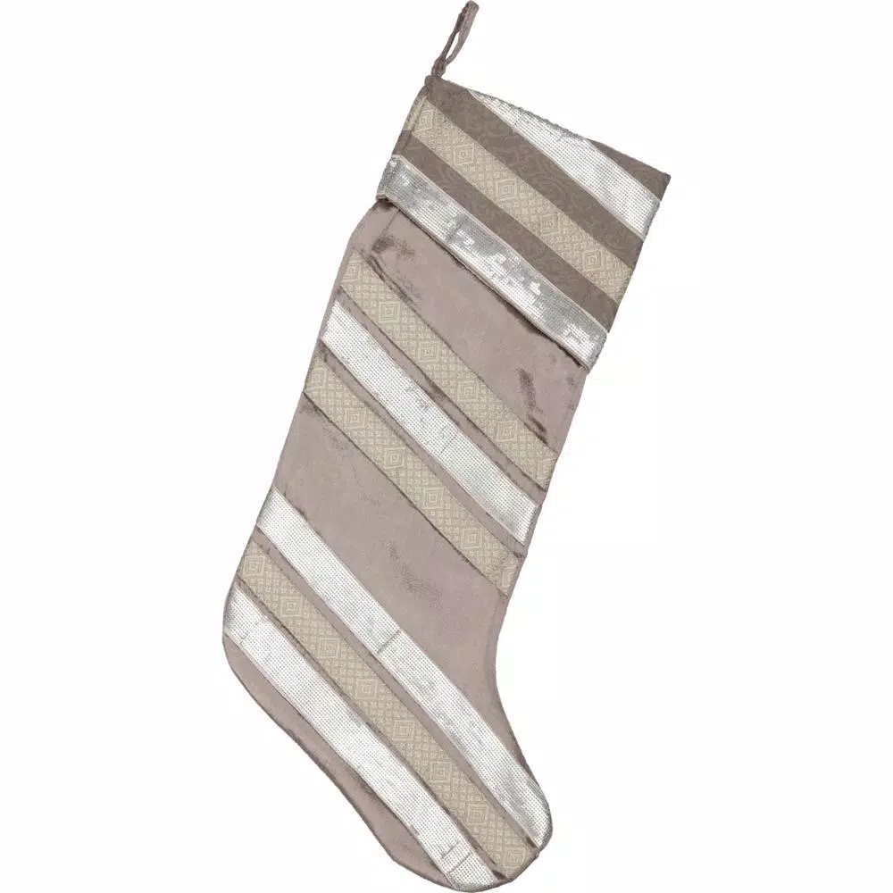 Indoor Christmas Decorations VHC Brands 20 In. Viscose/Polyester Allura Dove Grey Glam Christmas Decor Stocking 3 Indoor Christmas Decorations VHC Brands 20 In. Viscose/Polyester Allura Dove Grey Glam Christmas Decor Stocking