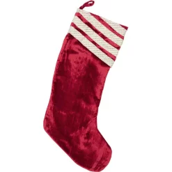 Indoor Christmas Decorations VHC Brands 20 In. Viscose Red Memories Glam Christmas Decor Stocking