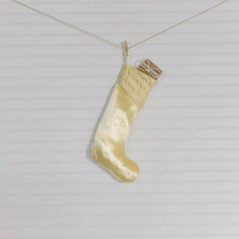 Indoor Christmas Decorations VHC Brands 20 In. Viscose Creme Memories Glam Christmas Decor Stocking 4 Indoor Christmas Decorations VHC Brands 20 In. Viscose Creme Memories Glam Christmas Decor Stocking - Image 2