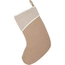 Indoor Christmas Decorations VHC Brands 15 In. Cotton Pearlescent Natural Tan Coastal Christmas Decor Stocking -Christmas Lights Sales vhc brands christmas stockings 32185 c3 1000