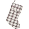 Indoor Christmas Decorations VHC Brands 15 In. 100% Cotton Amory Ivory White Farmhouse Christmas Decor Plaid Stocking -Christmas Lights Sales vhc brands christmas stockings 32202 64 1000