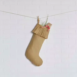 Indoor Christmas Decorations VHC Brands 20 In. Cotton Natural Festive Burlap Farmhouse Christmas Decor Ruffled Stocking -Christmas Lights Sales vhc brands christmas stockings 32251 31 1000