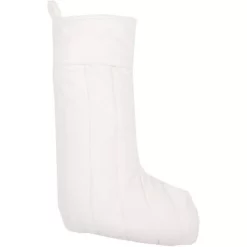 Indoor Christmas Decorations VHC Brands 20 In. Cotton Ivory Velvet Holiday Traditional Christmas Decor Stocking