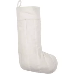 Indoor Christmas Decorations VHC Brands 20 In. Ivory Felt Christmas Traditional Decor Stocking