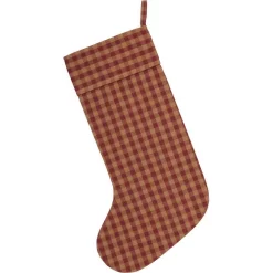 Indoor Christmas Decorations VHC Brands 20 In. Cotton Burgundy Check Red Primitive Christmas Decor Stocking -Christmas Lights Sales vhc brands christmas stockings 42388 c3 1000