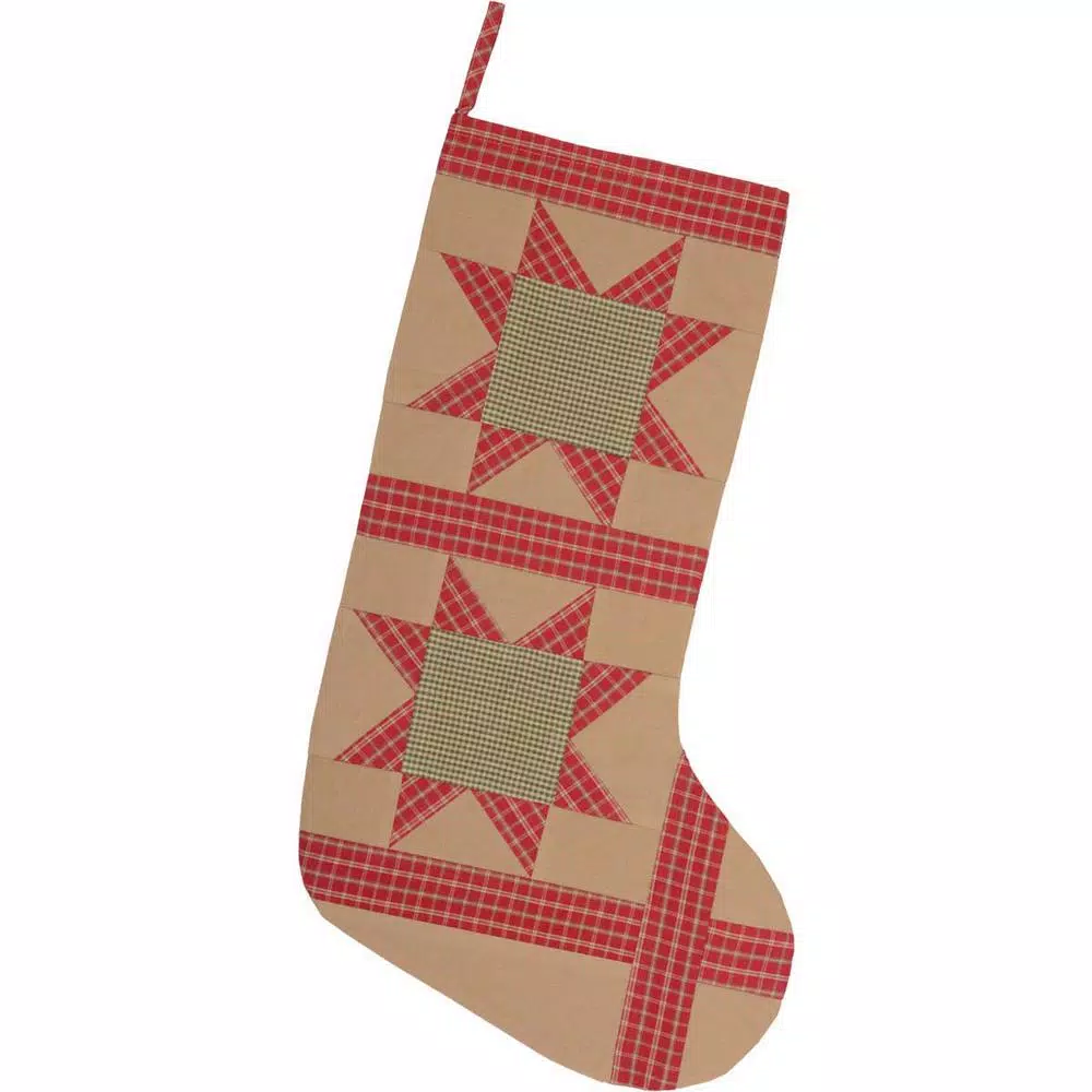 Indoor Christmas Decorations VHC Brands 20 In. Cotton Tan Dolly Star Primitive Christmas Decor Patch Stocking 3 Indoor Christmas Decorations VHC Brands 20 In. Cotton Tan Dolly Star Primitive Christmas Decor Patch Stocking