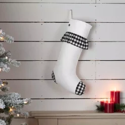 Indoor Christmas Decorations VHC Brands 20 In. Black Emmie Farmhouse Christmas Decor Check Ruffle Stocking -Christmas Lights Sales vhc brands christmas stockings 42496 31 1000